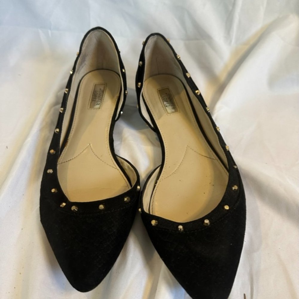 Size 7.5 Pointy Toe Black Ballet Flats